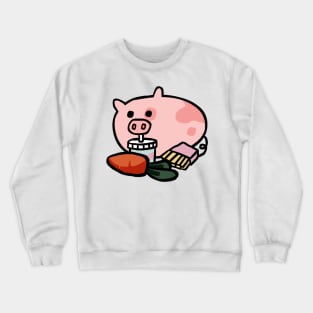 Cute Piggy Cartoon Eating Breakfast Crewneck Sweatshirt